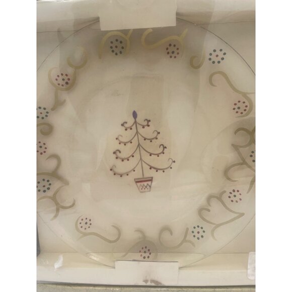 Pfaltzgraff Holiday Gold Round Platter 12" Handpainted Etched Christmas Tree Des - Picture 1 of 6